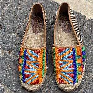 Sam Edelman zebra and color beaded espadrilles